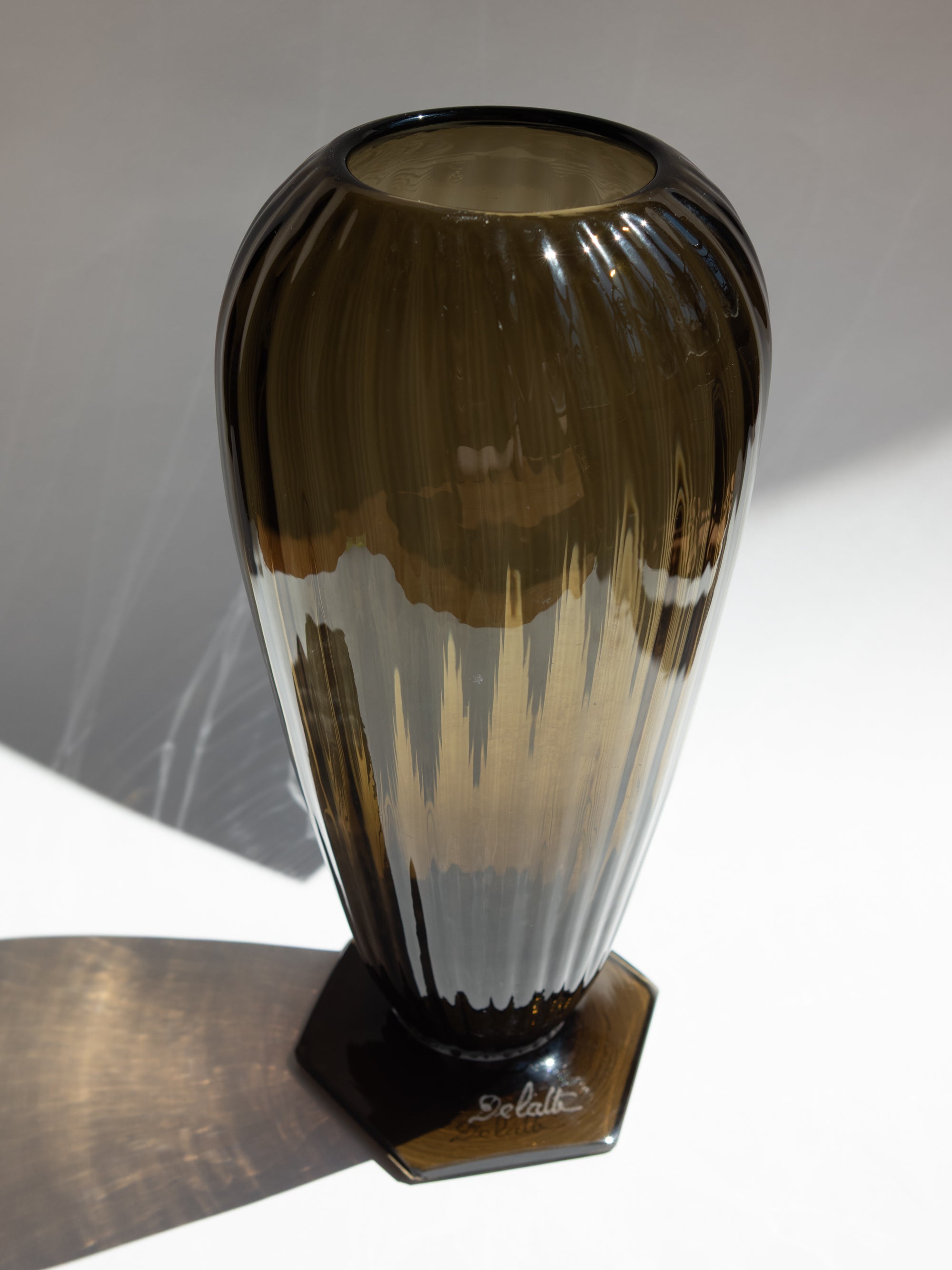 A Monumental French Art Deco Smoky Glass 