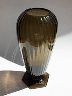 A Monumental French Art Deco Smoky Glass "Torsade" Vase by Delatte