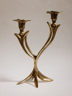 French Organic Flora Brass Candleholder