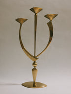 Mid-Century Brass Triple Candleholder