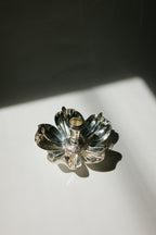 Italian Silver-Plated Magnolia Candleholder and Modular Petal Ashtray, c. 1970s
