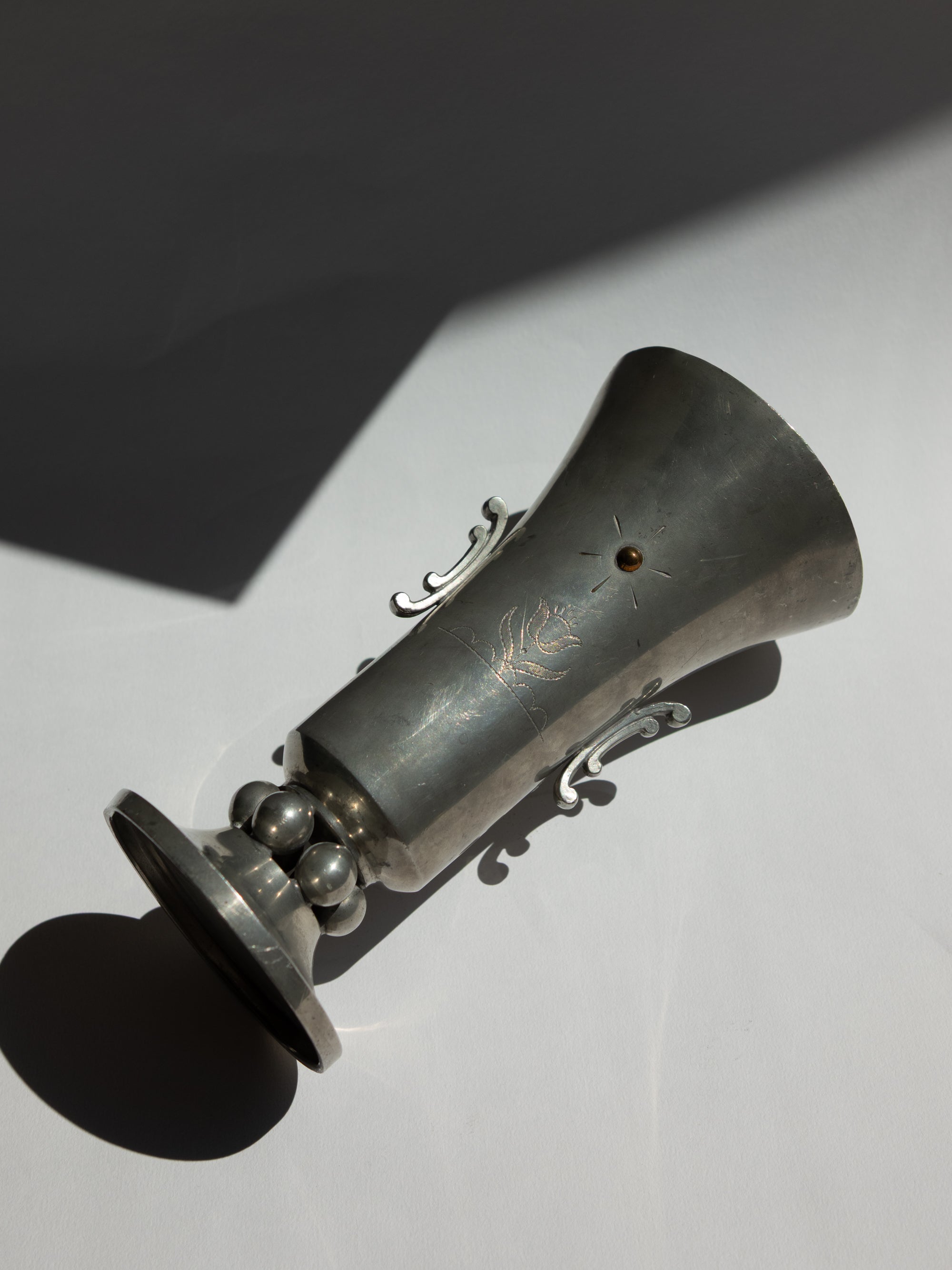 Swedish Grace Pewter Sunburst & Tulip Vase by J.L. Hultman for Svenskt Tenn