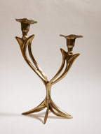 French Organic Flora Brass Candleholder