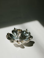 Italian Silver-Plated Magnolia Candleholder and Modular Petal Ashtray, c. 1970s