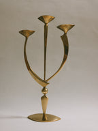Mid-Century Brass Triple Candleholder