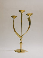 Mid-Century Brass Triple Candleholder