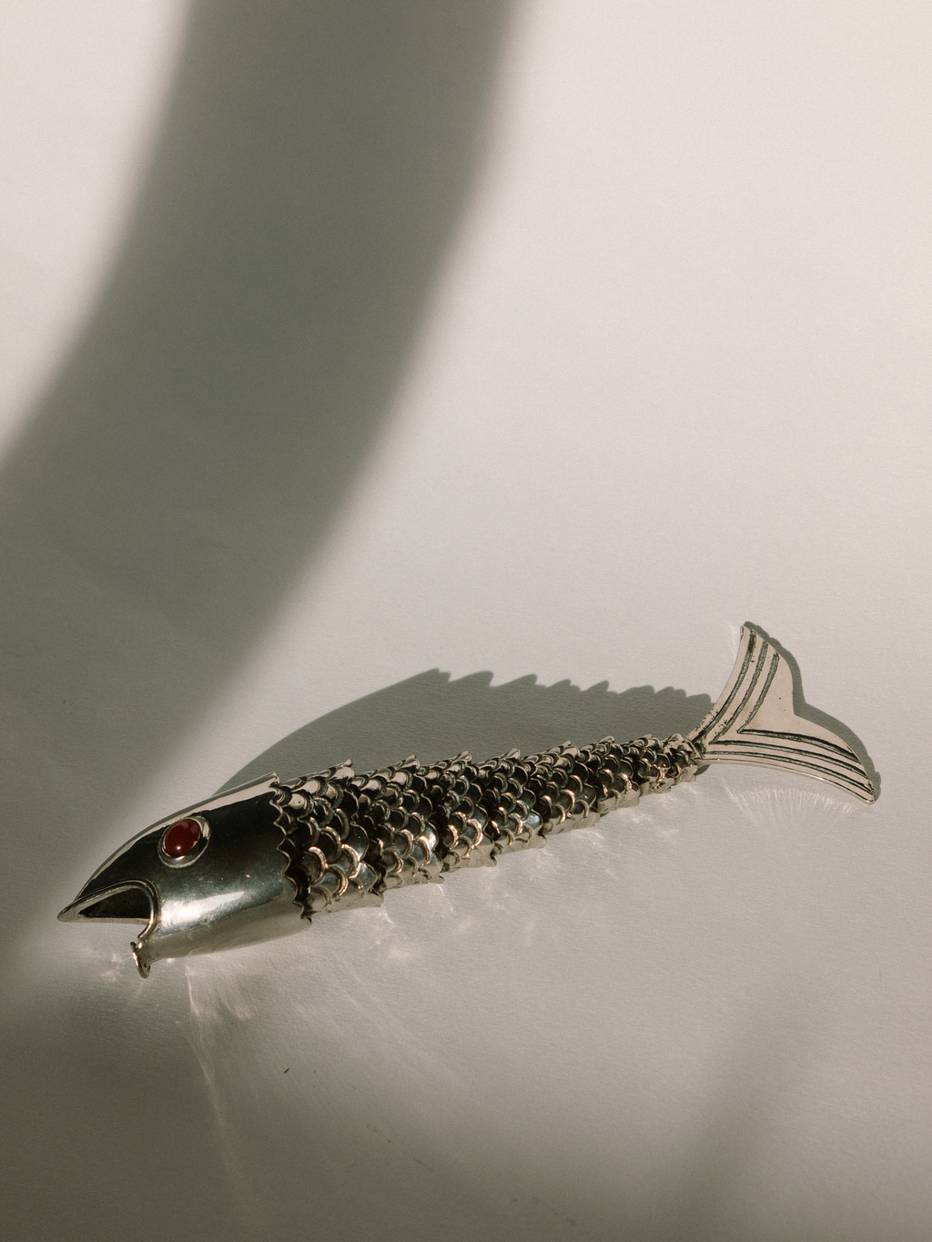 Vintage Articulated Silver-Plated Fish Bottle Opener