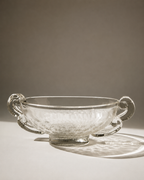 Coupe centre de table Art Déco en verre "Starburst" avec poignées en volutes — Attribuée à Daum par Pierre D'Avesn - France, vers les années 1930