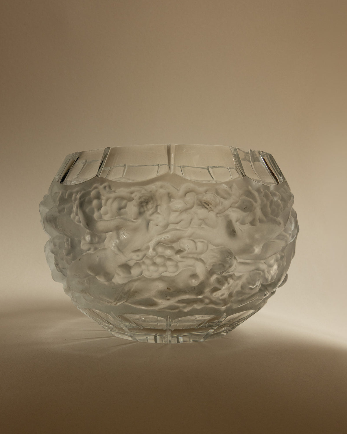 Art Deco "Bacchus & Bacchantes" Frosted Crystal Vase
