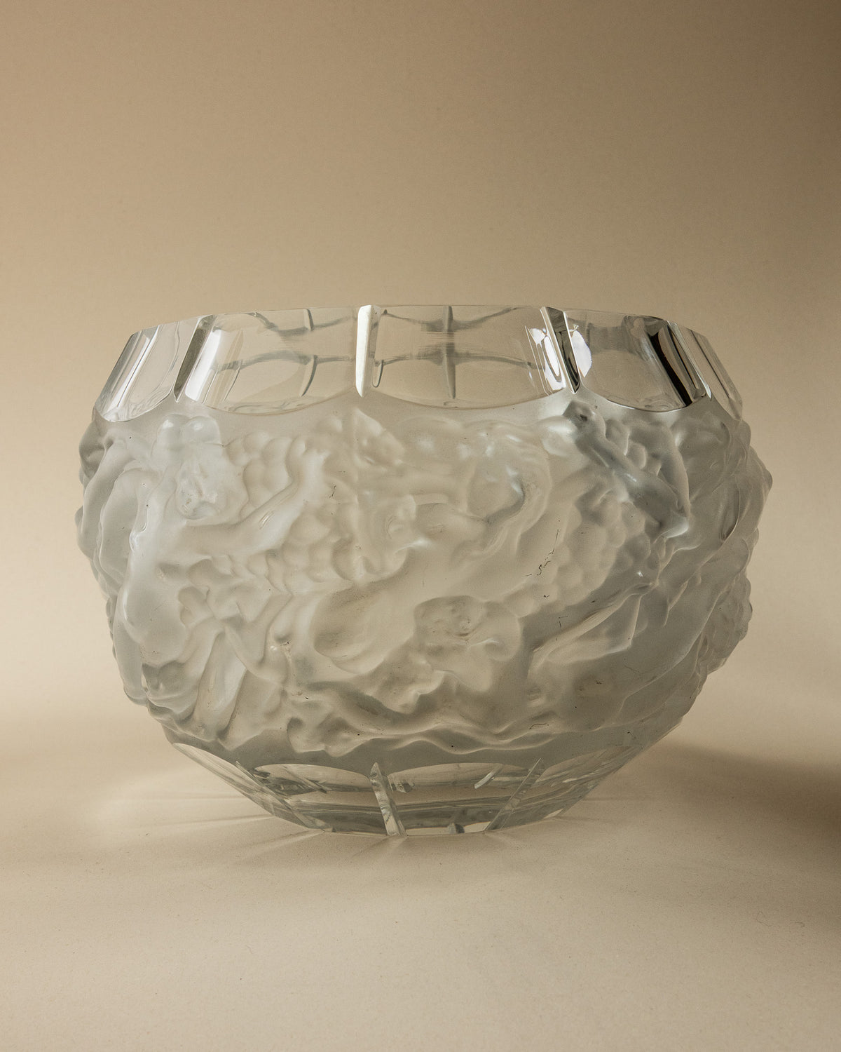 Art Deco "Bacchus & Bacchantes" Frosted Crystal Vase