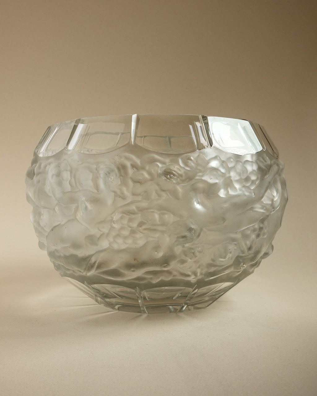 Art Deco "Bacchus & Bacchantes" Frosted Crystal Vase