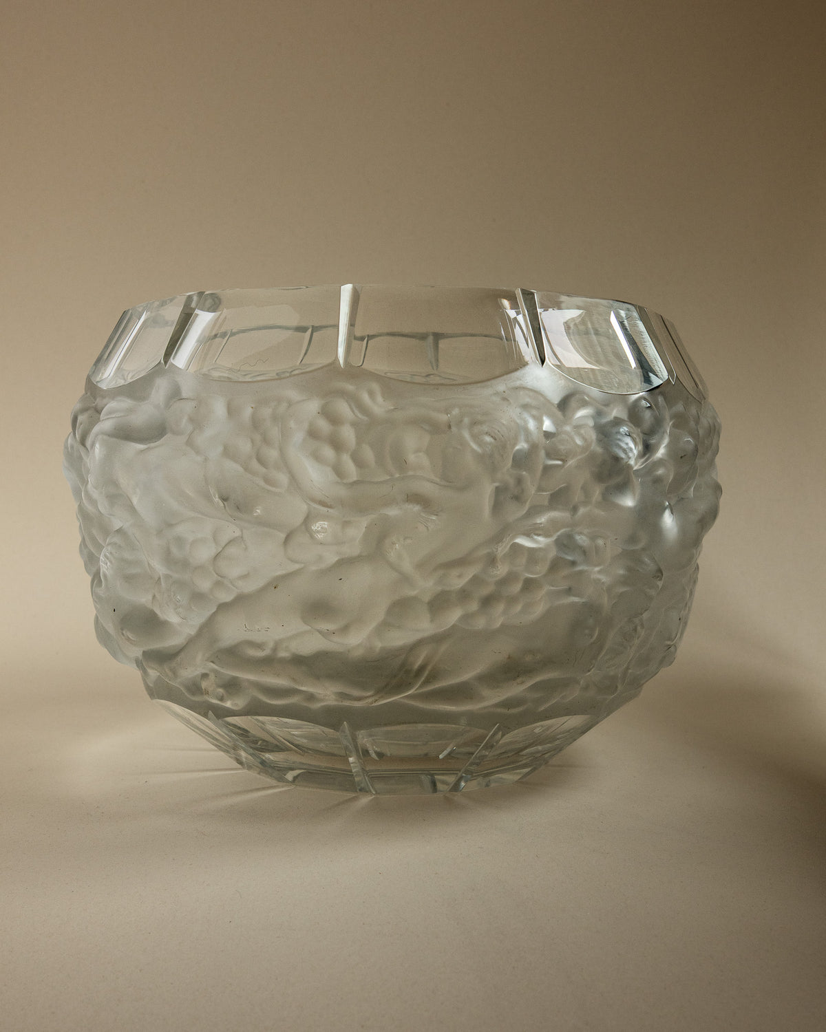 Art Deco "Bacchus & Bacchantes" Frosted Crystal Vase