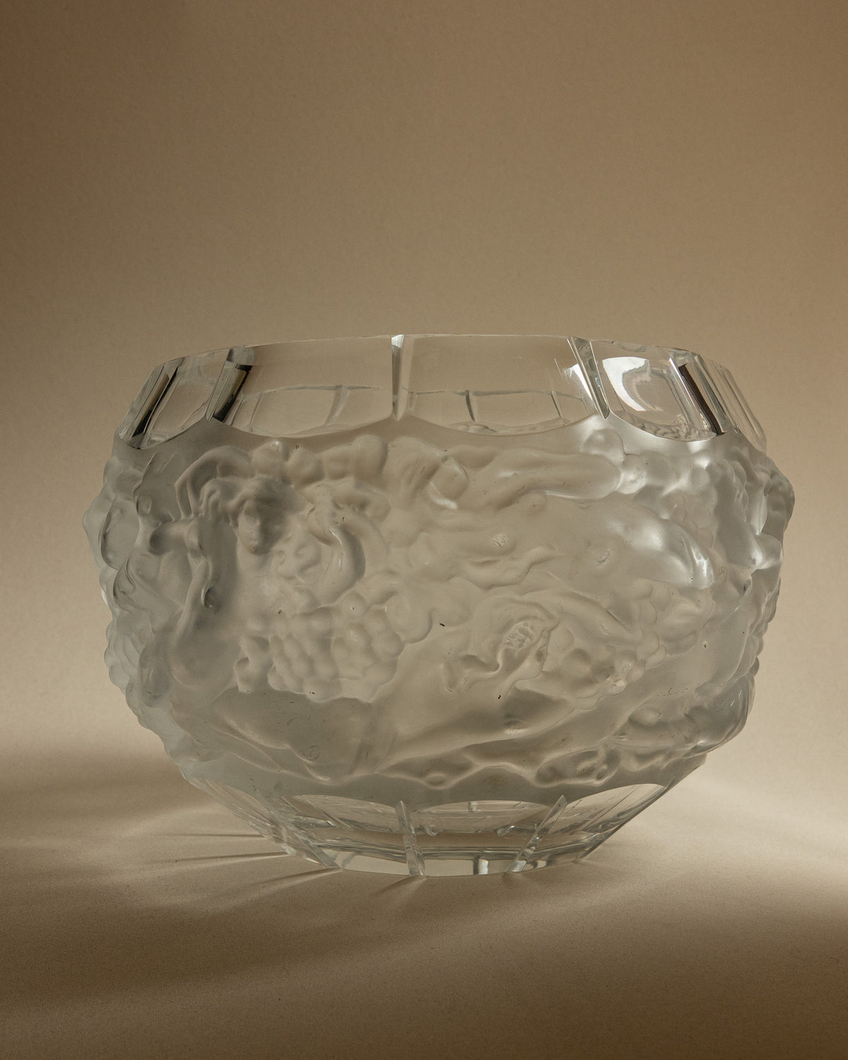 Art Deco "Bacchus & Bacchantes" Frosted Crystal Vase