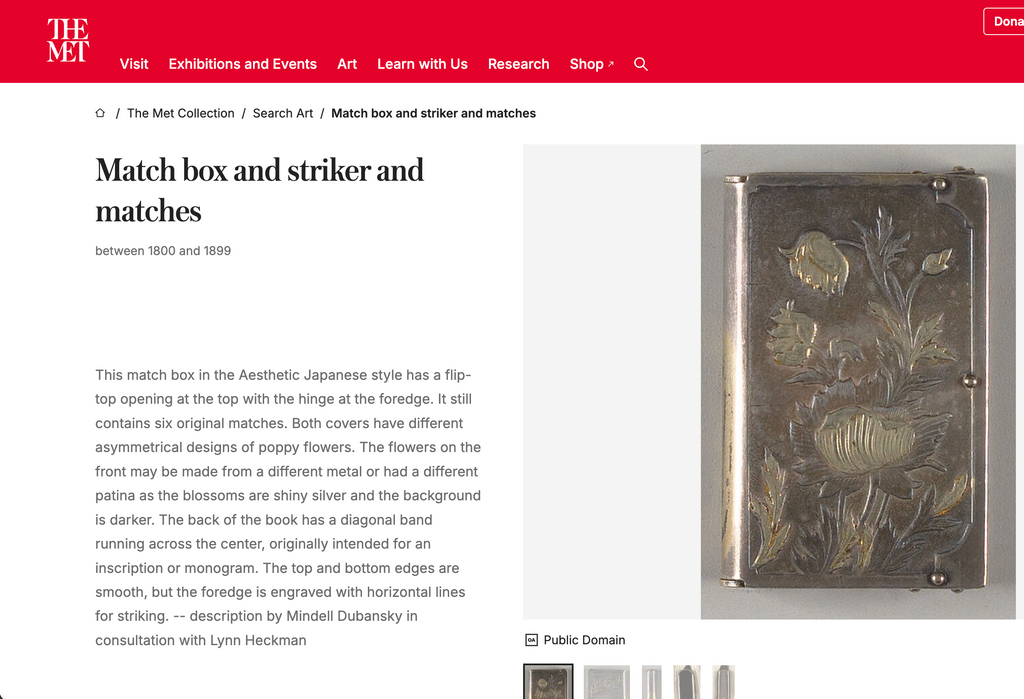 Art Nouveau 'Poppies' Match Safe with Striker