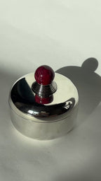 Puiforcat French Art Deco Box with Ruby Red Lacquer Finial