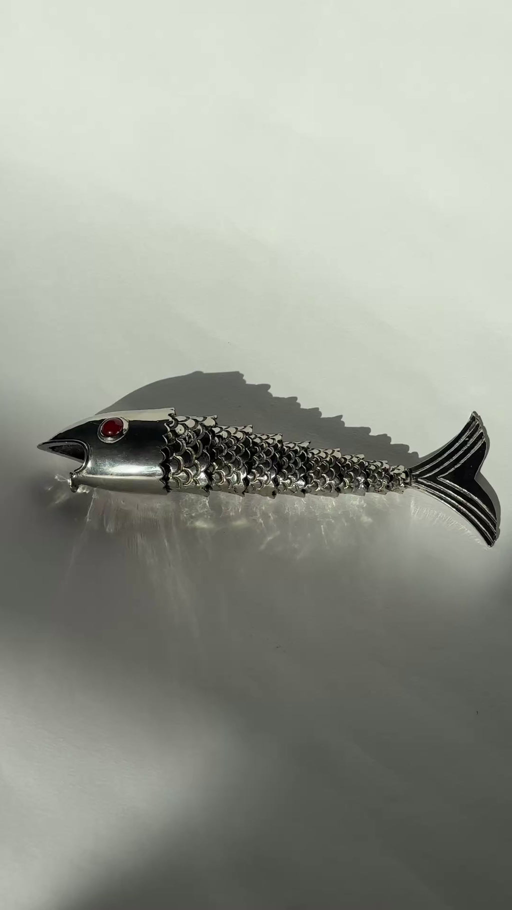 Vintage Articulated Silver-Plated Fish Bottle Opener
