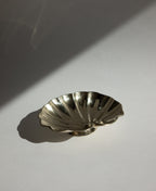 French Art Deco Polished Brass Shell Pedestal Jewellery Dish