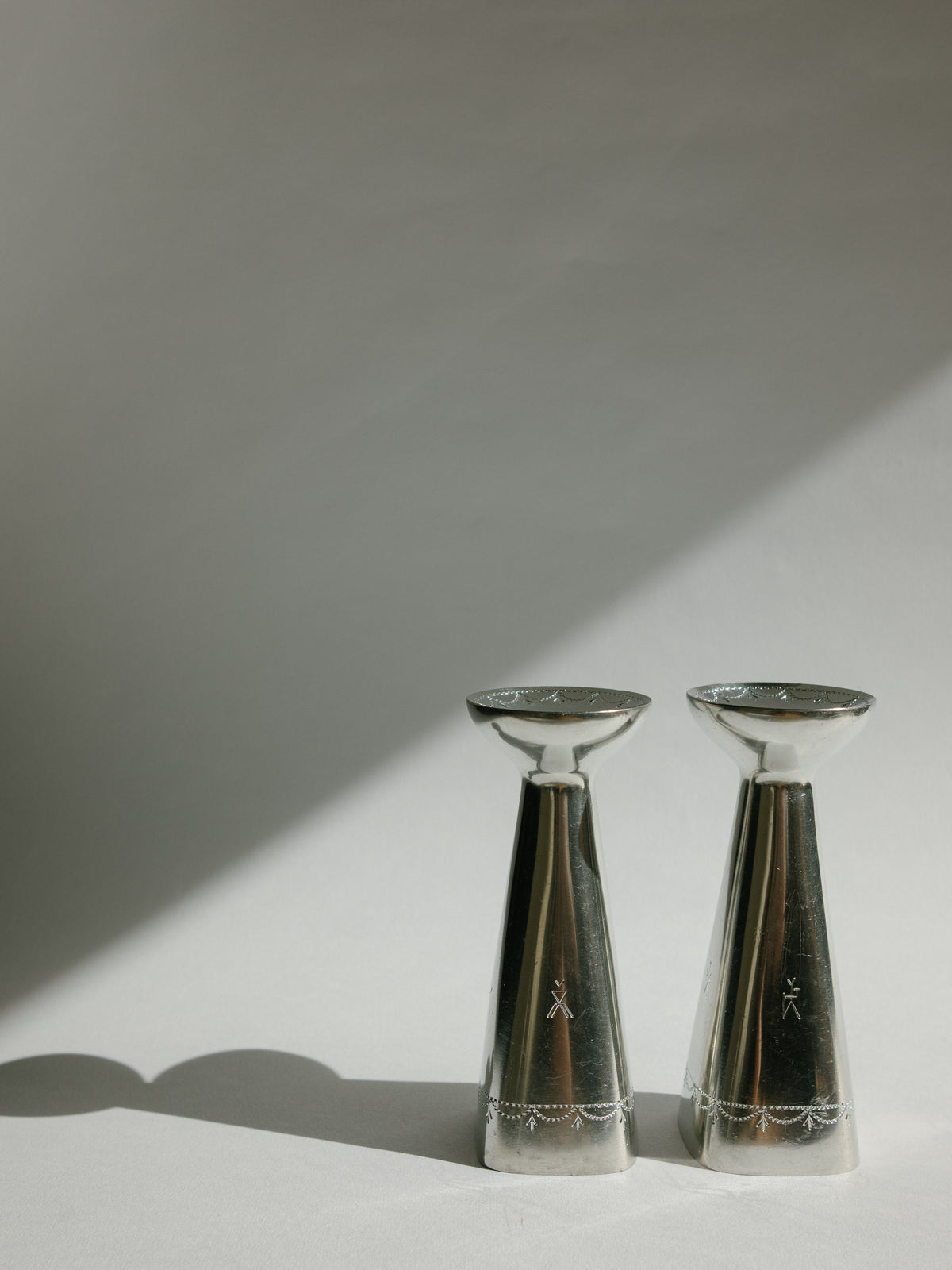 Charming Pair of Pewter Candlesticks by Brødrene Mylius