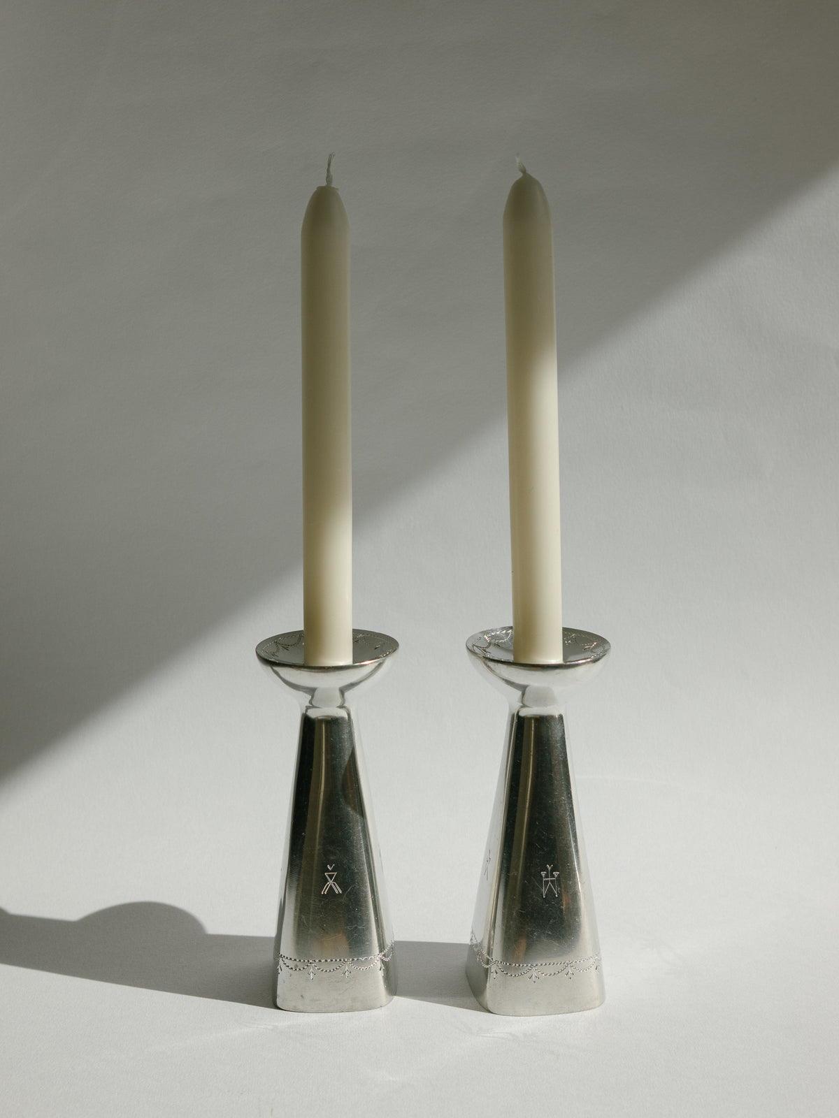 Charming Pair of Pewter Candlesticks by Brødrene Mylius
