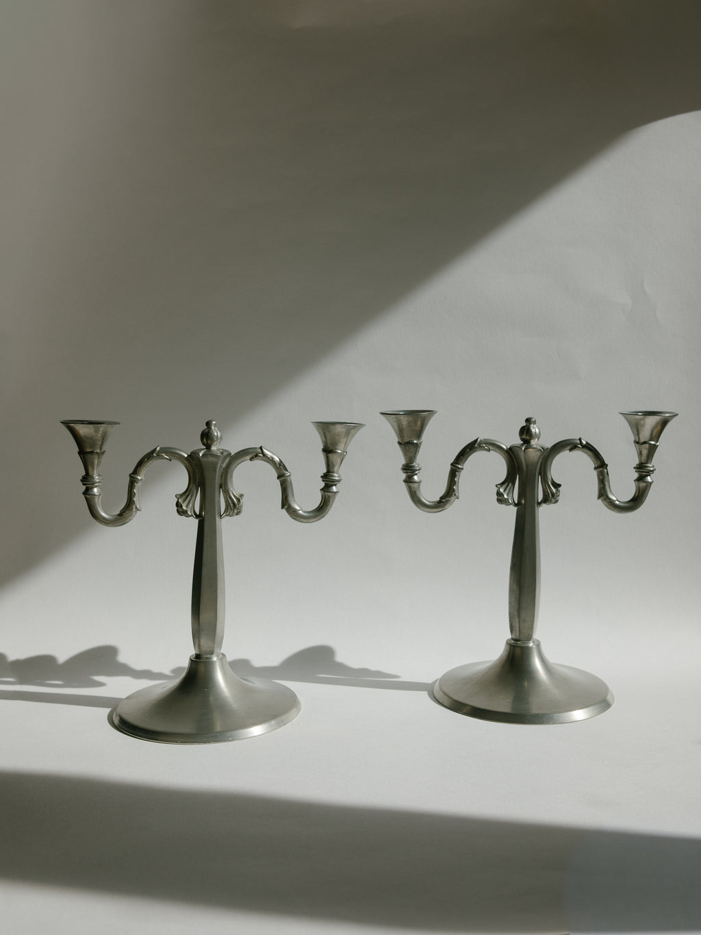 Pair of Harald Linder for Svenskt Tenn Swedish Grace Pewter Candelabra