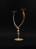 Mid-Century Sculptural Double Brass Candleholder