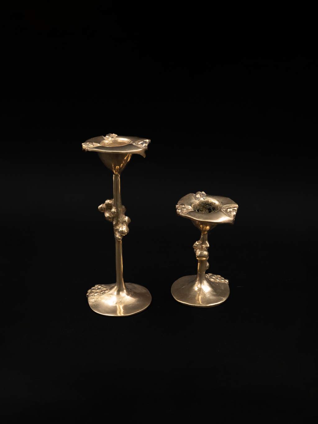 Kurt Jesch Sculptural Brass Candleholders