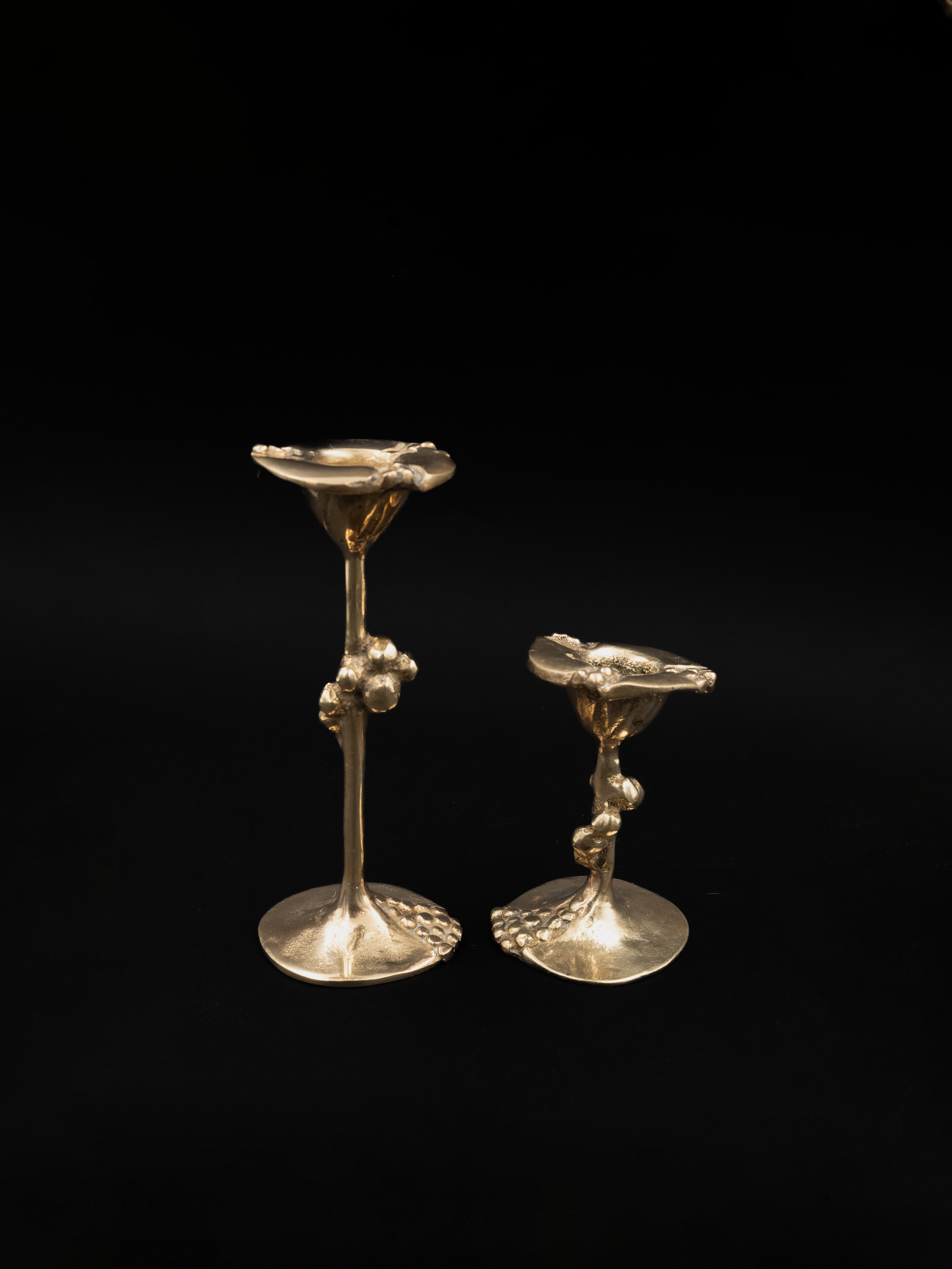 Kurt Jesch Sculptural Brass Candleholders