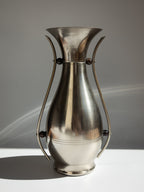 Dovo Twin-Handled Metal Vase with Wooden Beads
