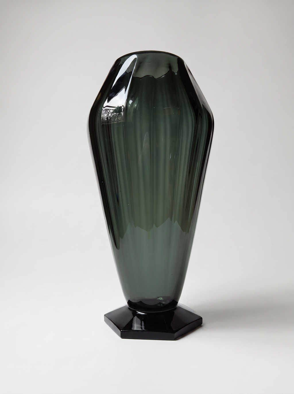 Monumental Faceted Glass Vase by André Delatte
