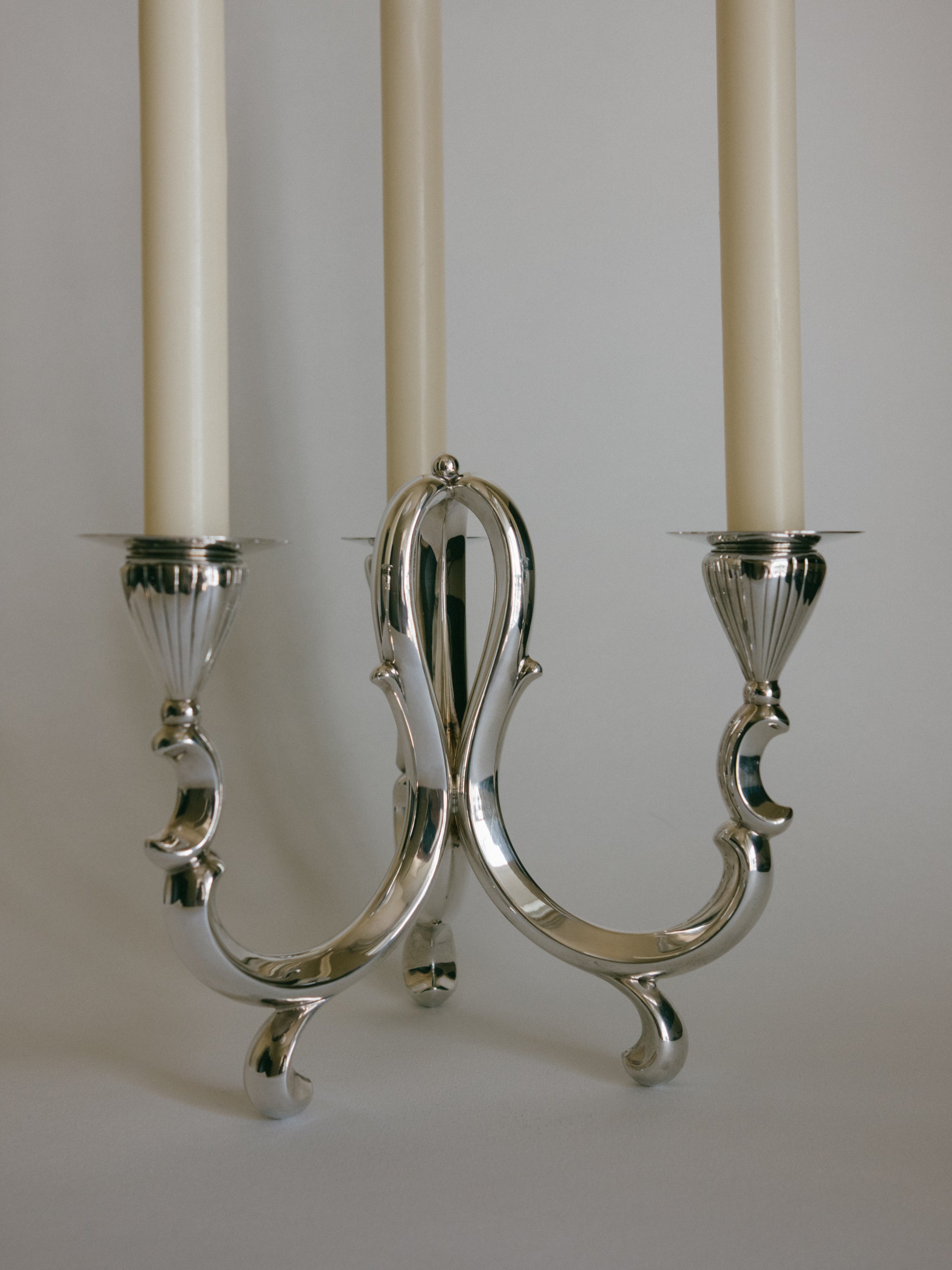 Silver-Plated Three-Light Candelabra