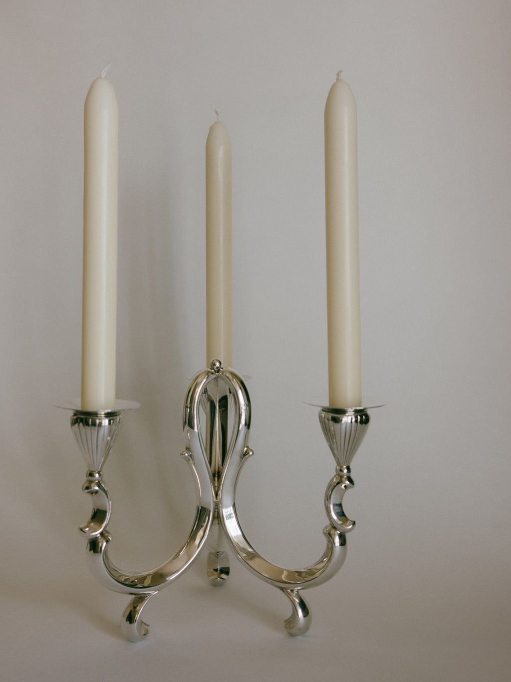 Silver-Plated Three-Light Candelabra