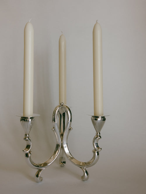 Silver-Plated Three-Light Candelabra
