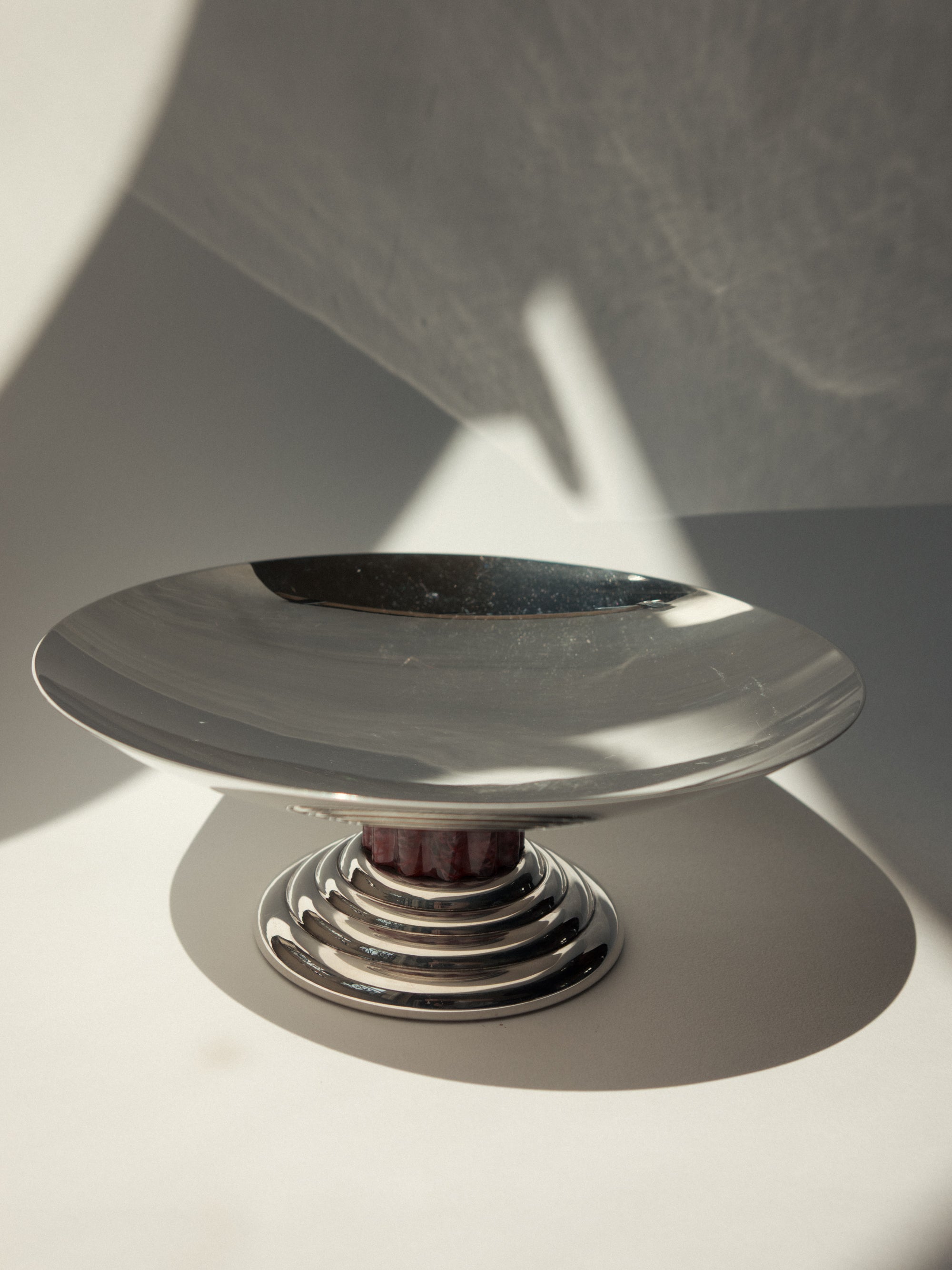 Puiforcat Silver-Plated Archival Tazza Centrepiece with Marbled Stem