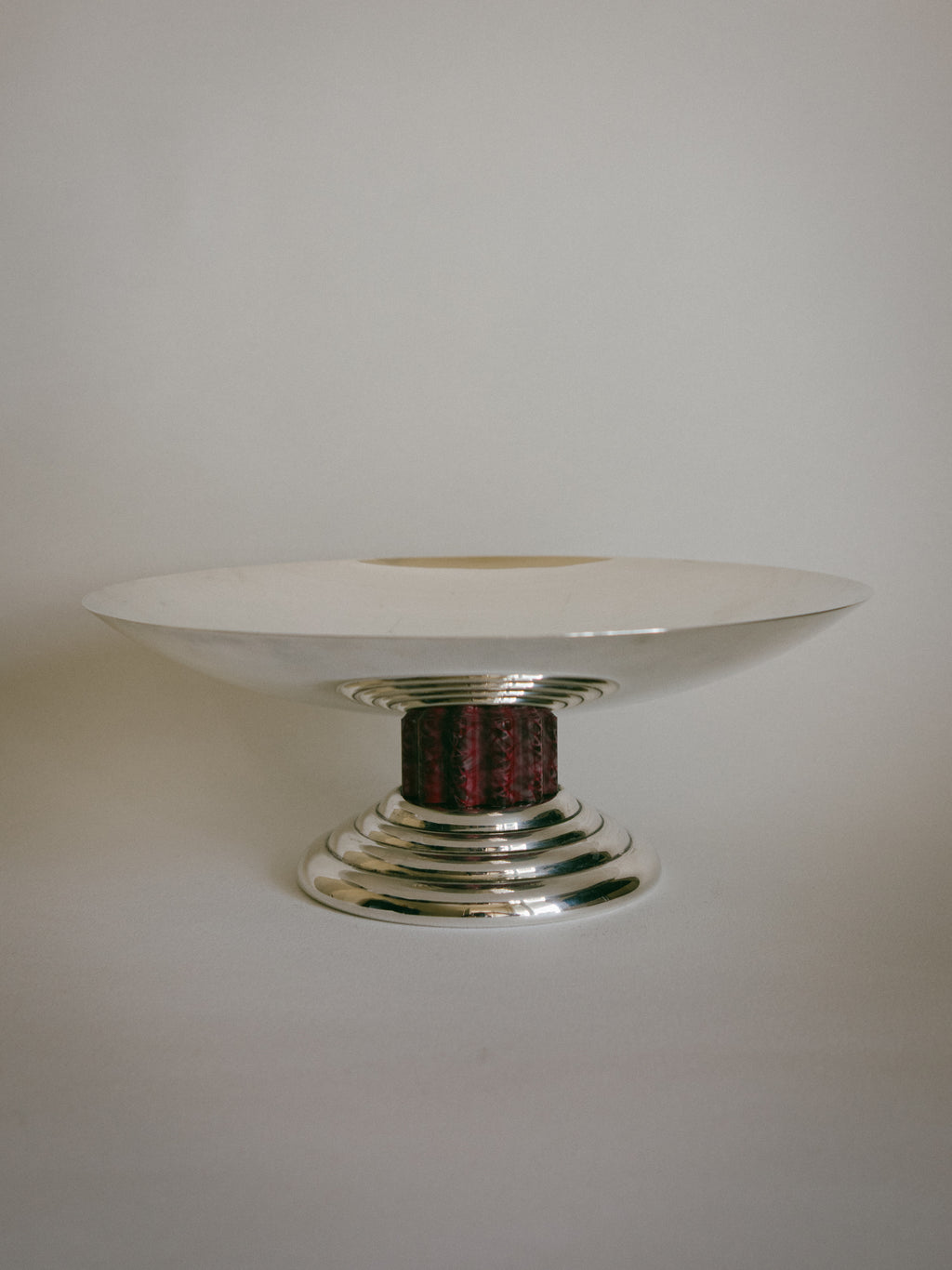 Puiforcat Silver-Plated Archival Tazza Centrepiece with Marbled Stem