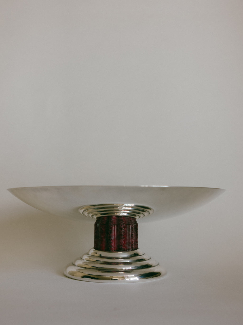 Puiforcat Silver-Plated Archival Tazza Centrepiece with Marbled Stem