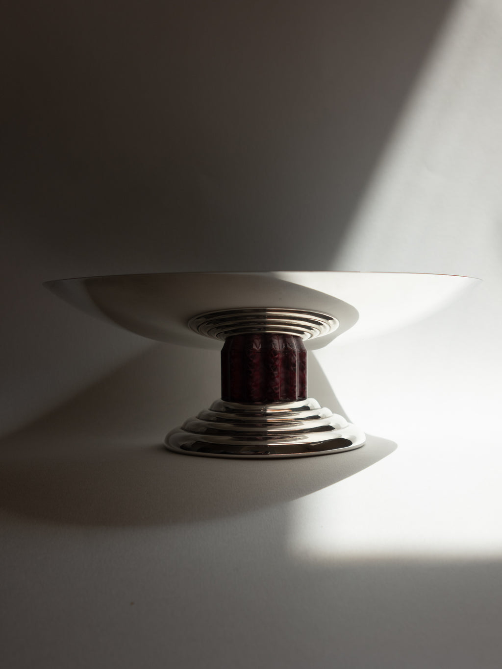 Puiforcat Silver-Plated Archival Tazza Centrepiece with Marbled Stem
