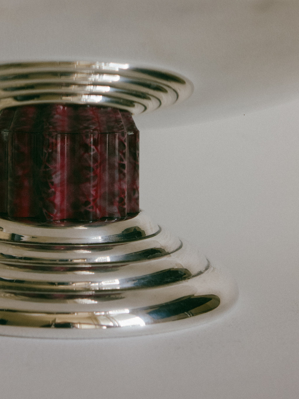Puiforcat Silver-Plated Archival Tazza Centrepiece with Marbled Stem