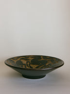 Stoneware Bowl with Galloping Horses in Relief